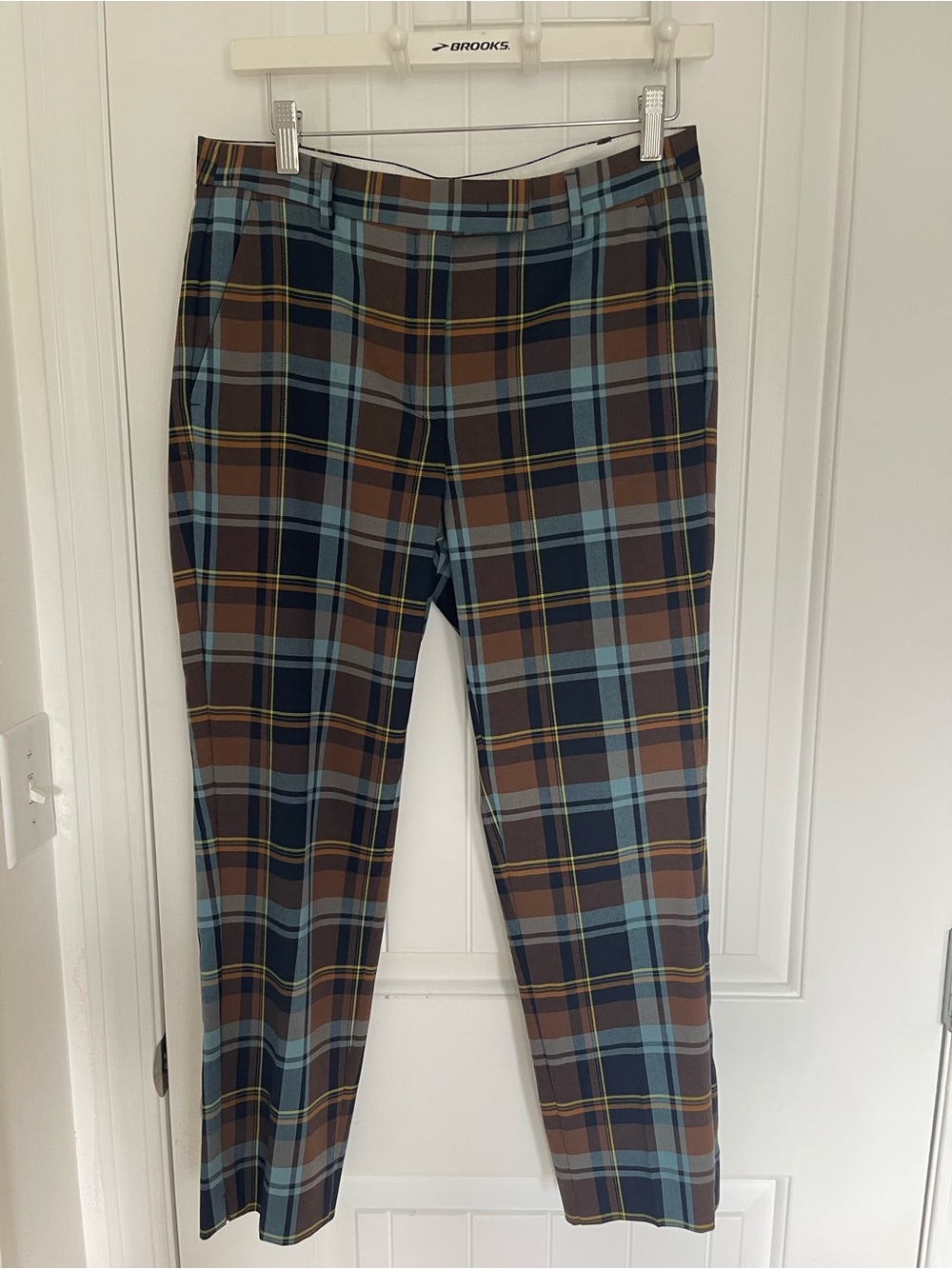 Marks & Spencer Blue and Brown Plaid Cropped Trousers